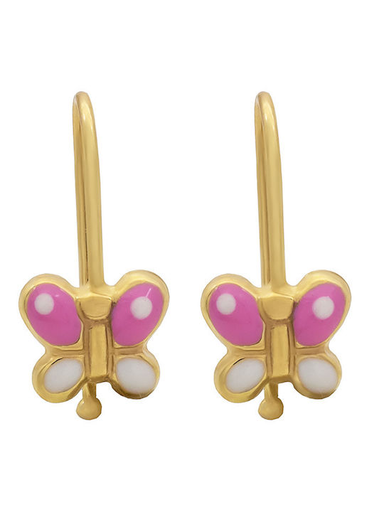 Savvas Design Kids Earrings Studs Butterflies from Gold 14K