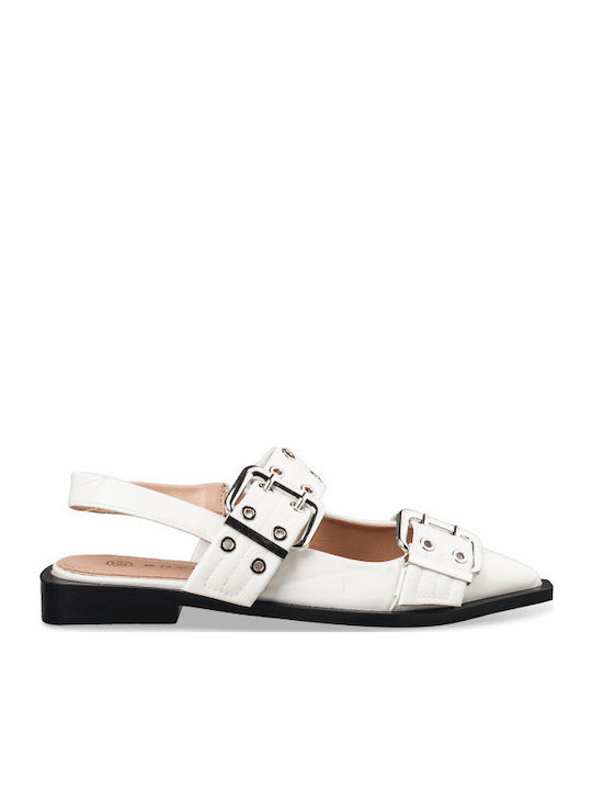 Women's Ballerina Shoes Slingback With Strap In White Colour