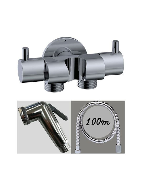 Bidet Set Double Chrome Switch 1/2" Holder Chrome Phone Spiral 100cm 0976622 Remer