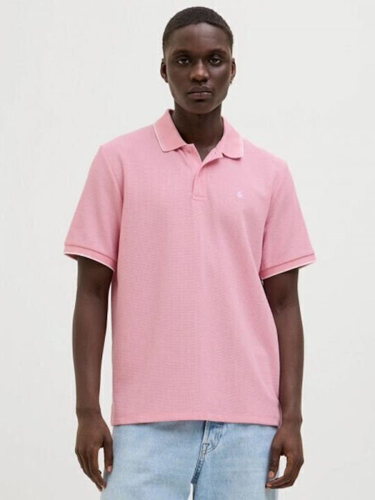 Jack & Jones Polo Μπλούζα Κοντομάνικη Pink Nectar