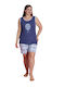 PijaMood Sommer Damen Pyjama-Set Blue