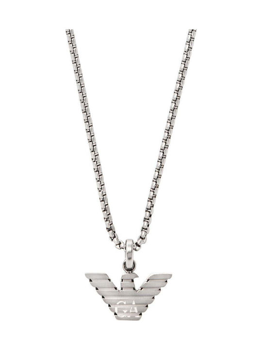 Emporio Armani Eagle Logo Κολιέ από Ατσάλι