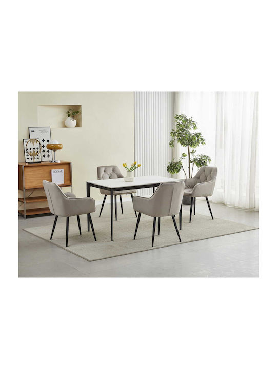 Scaune Bucătărie Catifelate Dark Beige And Black 1buc 56x62x83.5buc