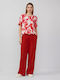Women's Blouse Short Sleeve Red