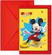 Προσκλήσεις Πάρτυ Mickey Φάκελο 6 Τεμ