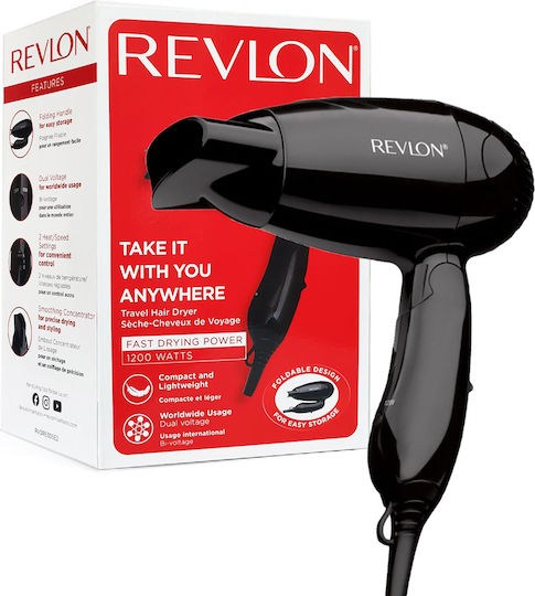 Uscător de păr de călătorie Revlon Rvdr5305e2 2 viteze 2 setări de căldură Negru