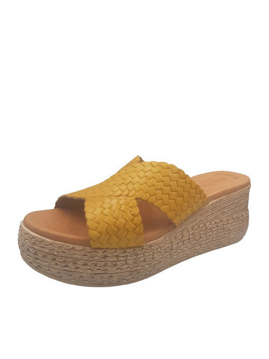 Platforme Dama Anatomice De Vară În Tip Slip On Galbene