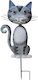 Garden Decoration Magichome Cat Stake Metal Gray 25.5x3.5x61 Cm
