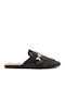 Flat Δερμάτινα Mules σε Μαύρο Χρώμα
