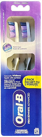 Oral-B 3D White Οδοντόβουρτσα Medium Λευκό 2τμχ