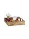 Relaxdays Wooden Rectangular Serving Tray with Handles in Beige Color 35x35x35cm 10047410 1pcs
