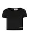 Γυναικείο Crop Top Βαμβακερό Κοντομάνικο Black