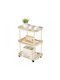 Tradesor Oval Beistelltisch aus Metall mit Rädern Beige M20xL35cm