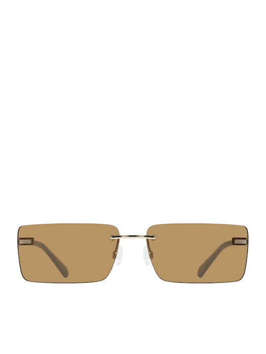 Calvin Klein Women's Sunglasses with Beige Meta...