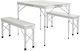 Set Mobilier Camping Grădină Pliabil 1 Masă 2 Bănci MDF Aluminiu Alb 90 Cm Frankfurt