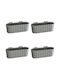 Set aus 4 dekorativen Pflanzgefäßen mit Plastikständer, Grau, 4,9 L, 38,3x21,2x13 cm, Boardee Hook