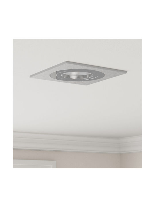 vidaXL Square Metallic Recessed Spot with Socket GU10 Silver 9.1x9.1cm. 1pcs