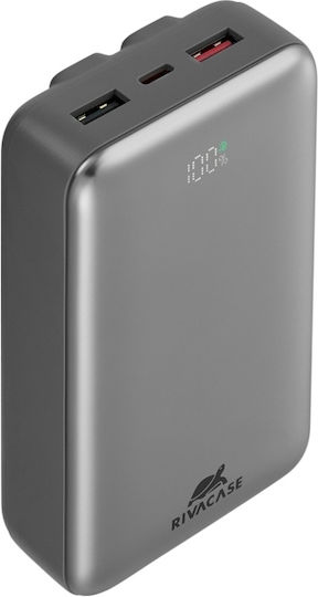 Rivacase VA2612 Power Bank 20000mAh 30W с 2 USB-A порта и USB-C порт Power Delivery Сив