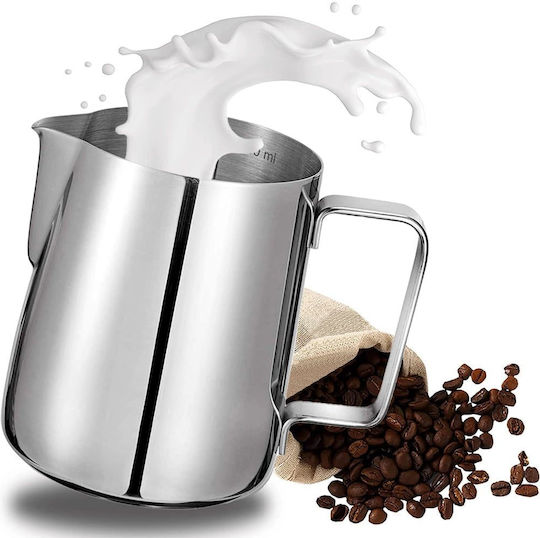 Cana din oțel inoxidabil pentru spumare lapte cu mâner Quasar Co. Cana pentru cappuccino cu cioc Bar Cana Barista 600 ml H 11 cm
