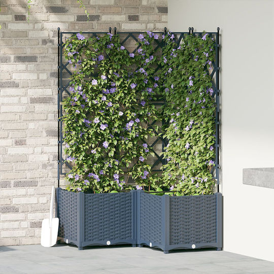 Garden Planter Pergola 3 Pcs Grey 80x80x143 cm