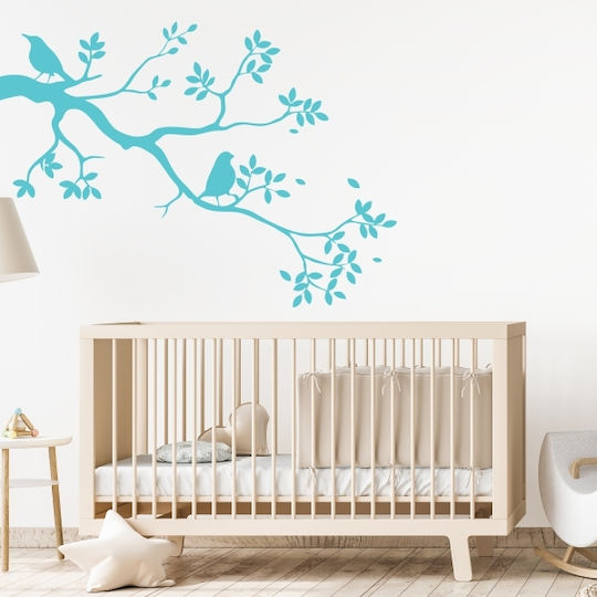 Wall Stickers For Kids Room Birds On Tree Branches 1 Pc. - Silver