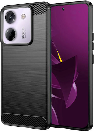Techsuit Carbon Umschlag Rückseite Silikon Schwarz (Poco M7 Pro)