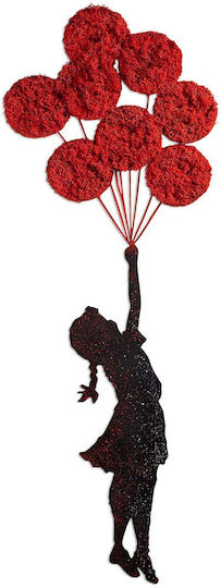 Wallity Decorative Banksy Silhouette Handmade Red Metallic 100x34cm