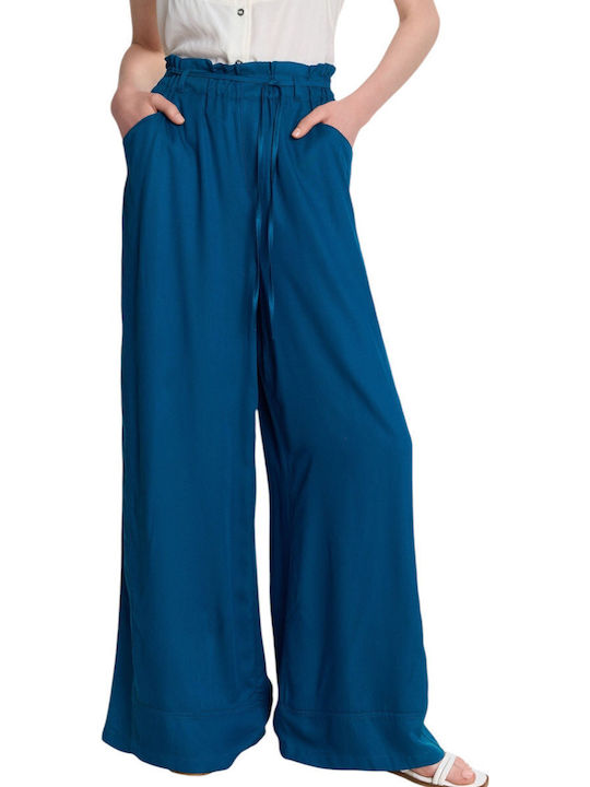 ALE - The Non Usual Casual Γυναικείο Υφασμάτινο Παντελόνι Loose Fit Πετρόλ