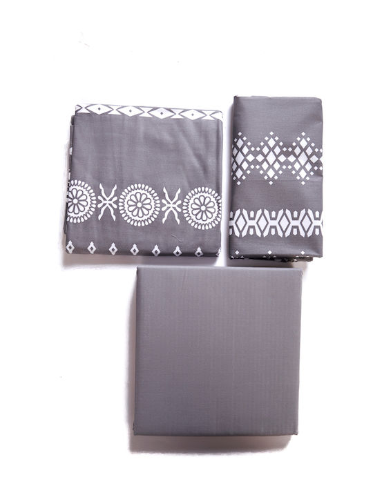 Comfort Σετ Σεντόνια 170x270εκ. Γκρι (3τμχ)