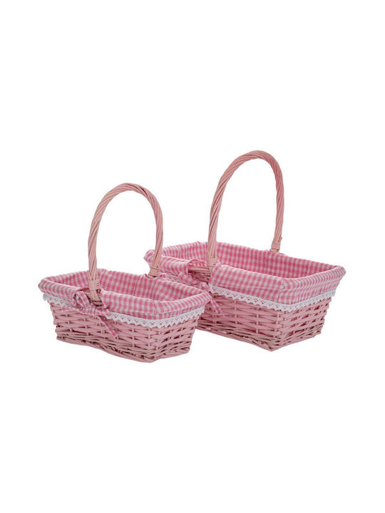 Iliadis Set of Decorative Baskets Fabric Pink 2pcs