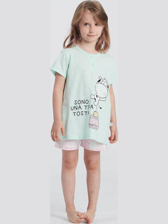 Crazy Farm Kids' Pajamas Summer Turquoise