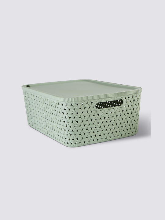 5Five Storage Basket Plastic with Lid Green 15lt 1pcs