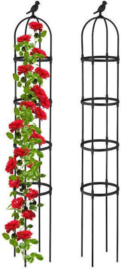 Set 2 Garden Flower Supports Obelisk Dimensions 188 x 30 cm Black Relaxdays