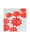 3d Flowers Wall Sticker Red Set Of 12pcs.