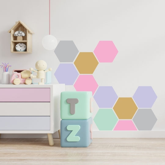 Wall Stickers For Kids Room Ηexagon 1 Pc. - Silver