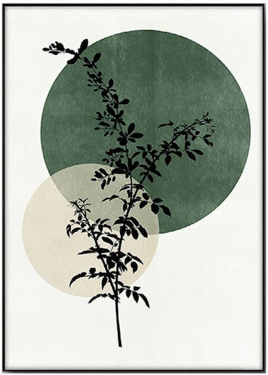 Minimal Painting Branches & Olive Geometric Shapes 50x70cm Z24508