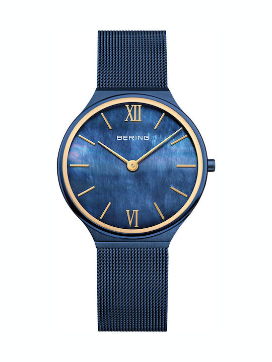 Bering Time Men's Watch Battery with Blue Metal Bracelet