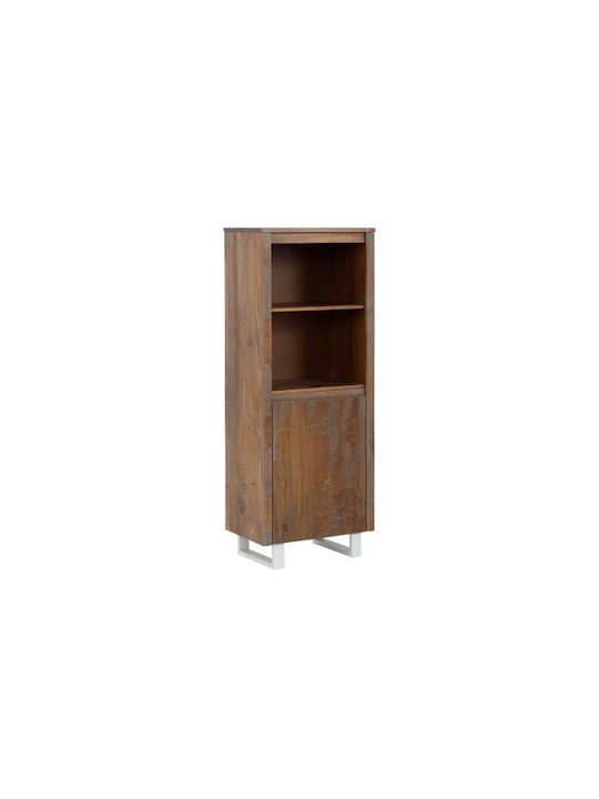 Benlivu 105 Living Room Display Cabinet made of Wood and Metal with Glass White Brown 55x35x140cm
