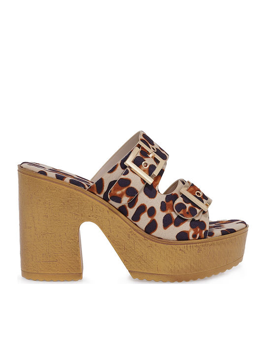 Mules με Ψηλό Τακούνι Leopard