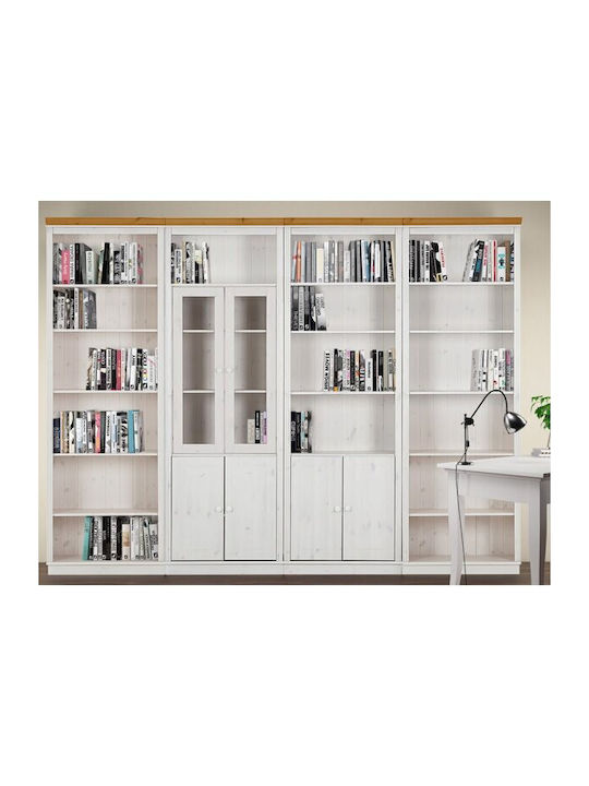 Bibliotecă Saltoro 112 Alb, Stejar Miere 296x34...