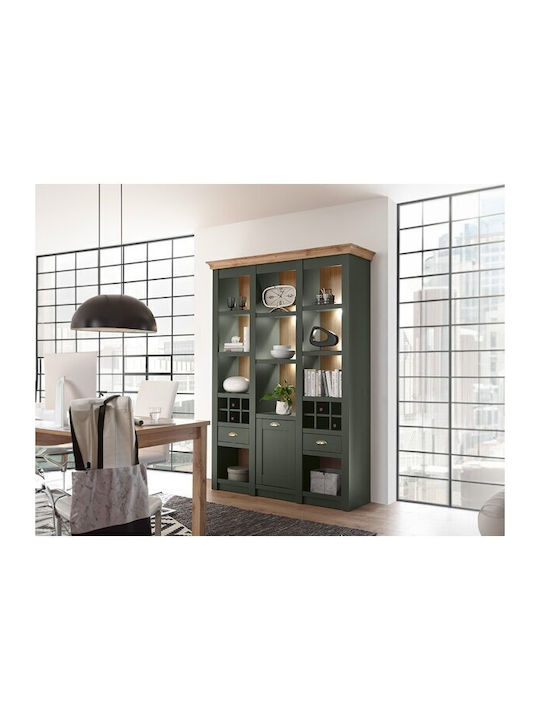 Βιβλιοθήκη με LED Lirvela 108 Πράσινο, Δρυς Wotan 147x45x207εκ.