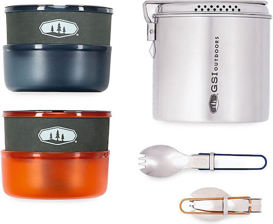 GSI Outdoors Glacier Dualist Camping-Kochgeschirr-Set aus gebürstetem Edelstahl