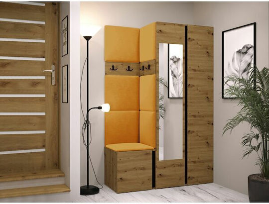 Hartford 350 Entry Furniture with Mirror & Hanger Μαύρο, Artisan Βελανιδιά 116x44x186cm