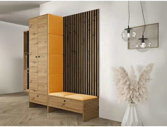 Hartford 320 Entry Furniture with Mirror Μαύρο, Artisan Βελανιδιά 145x44x206cm