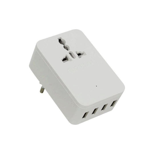 Orico Încărcător cu Cablu Integrat cu 4 Porturi USB-A 20W Albς (S4U)