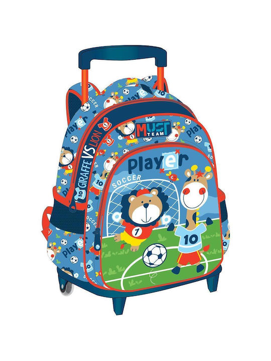 Must Team School Bag Trolley Kindergarten Multicolour with Water Bottle Holder 8Liters