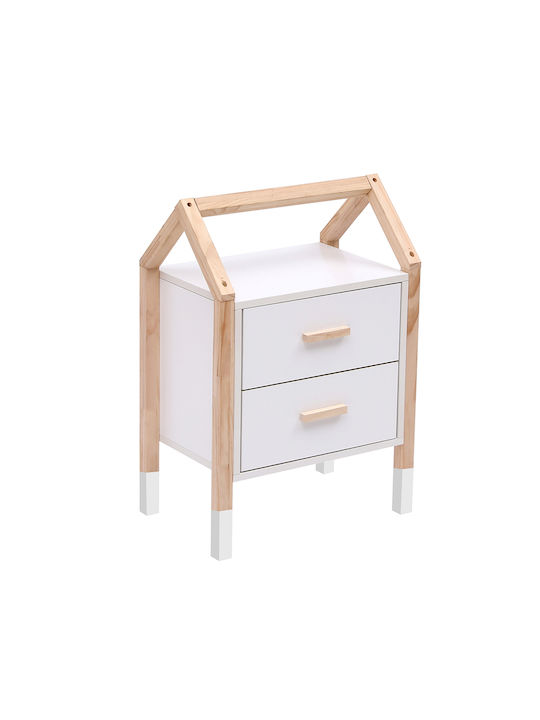 Kids Bedside Table Fb92489.03 White Melamine-Pine Natural 46x30x67cm