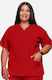 Cherokee Women's Red Medical Blouse Cotton and Polyester