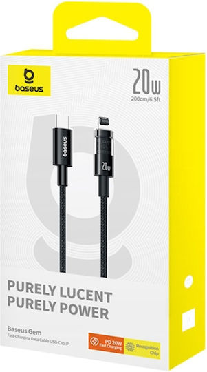Baseus Gem Braided la Cablu Lightning 20W Negru 2m (P10373001111-01)
