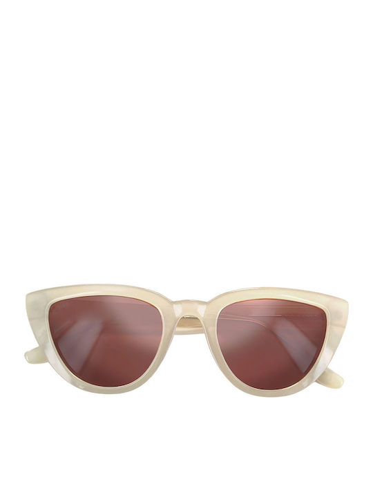 Moken Damen Sonnenbrille mit Beige Gestell und Beige Linse MKNH01MILK-PNK